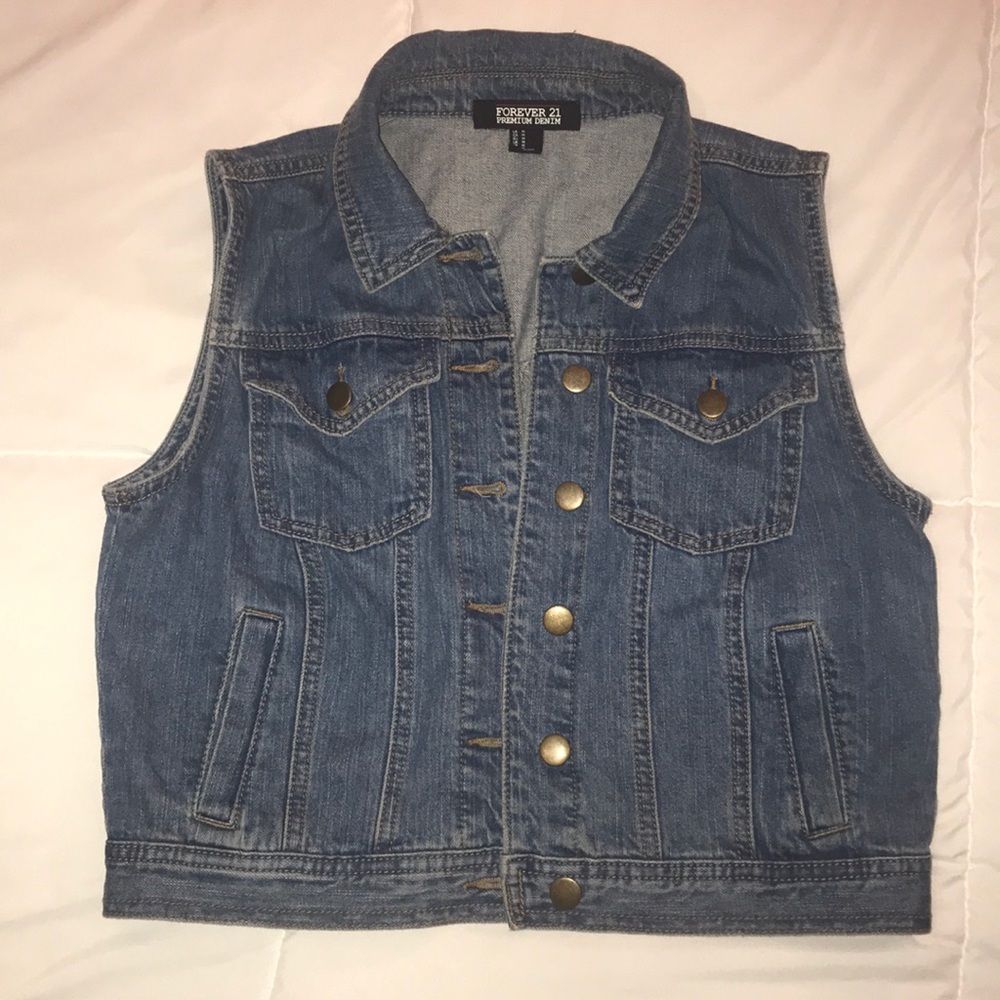 Cropped jean vest